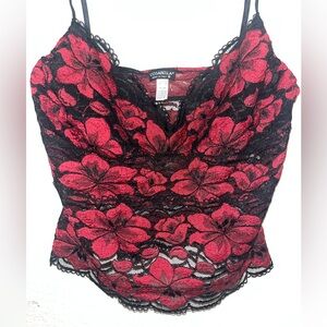 Cosabella Lace Cami - Red and Black Floral Pattern - Medium